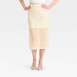 NWT white/Cream Sheer Midi Skirt from A New Day size 6.